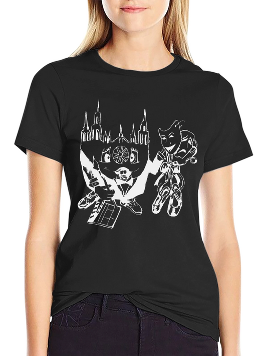 Artistic Graphic Tee - Black Cotton Blend