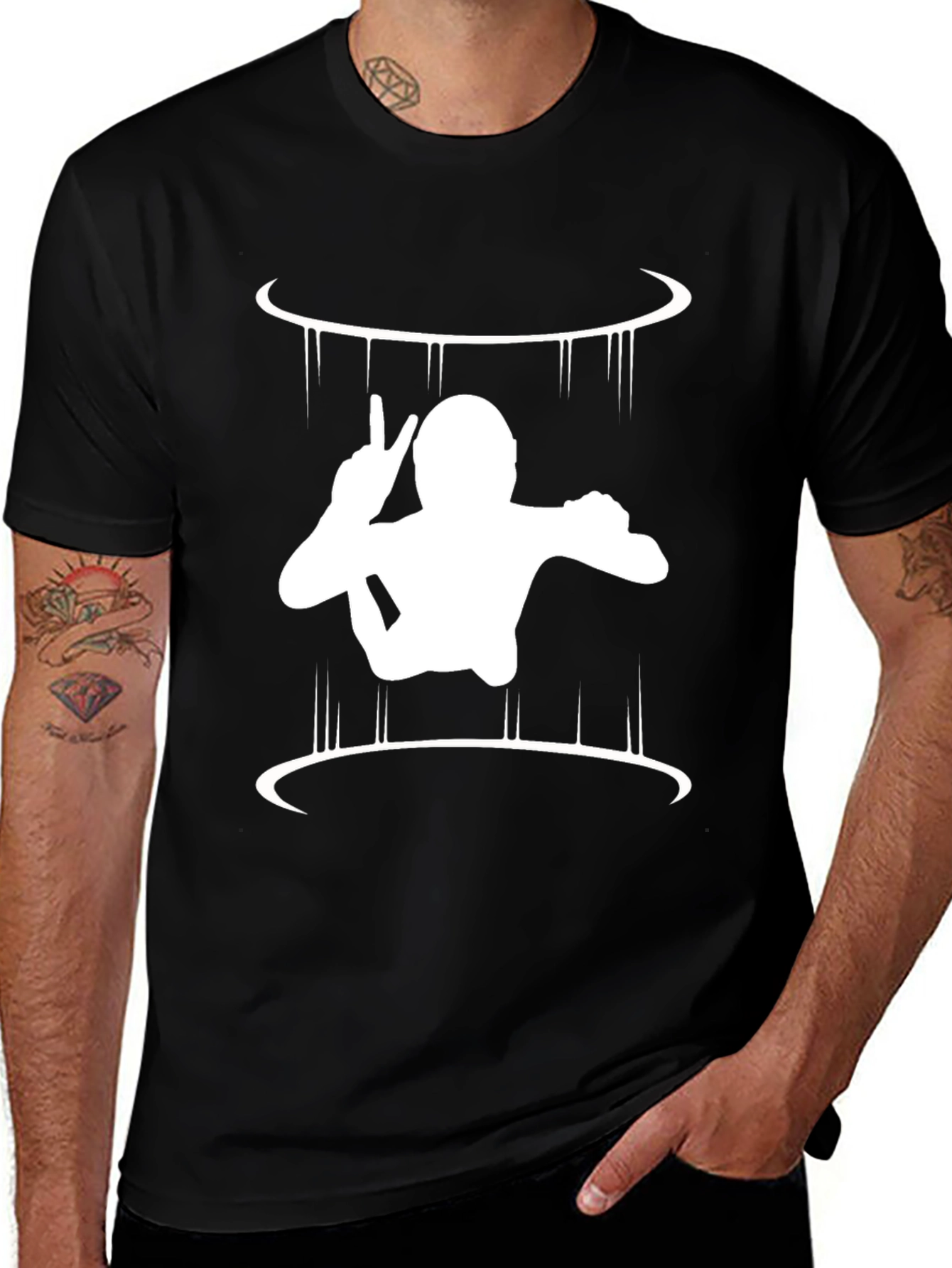 Skydiver Graphic Tee - Black Cotton Comfort