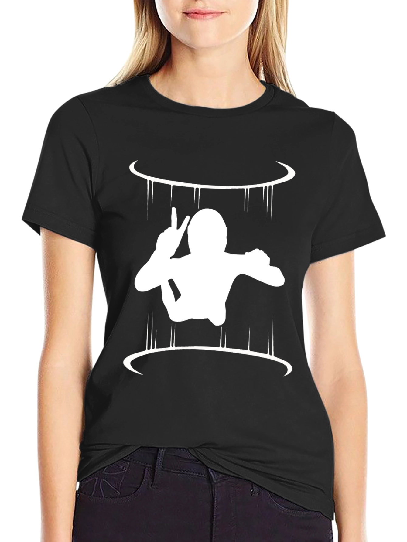Skydiver Graphic Tee - Black Cotton Comfort