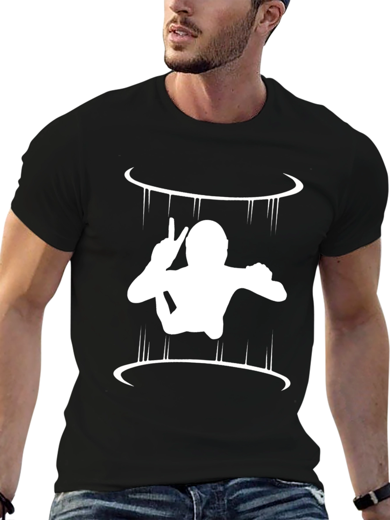 Skydiver Graphic Tee - Black Cotton Comfort