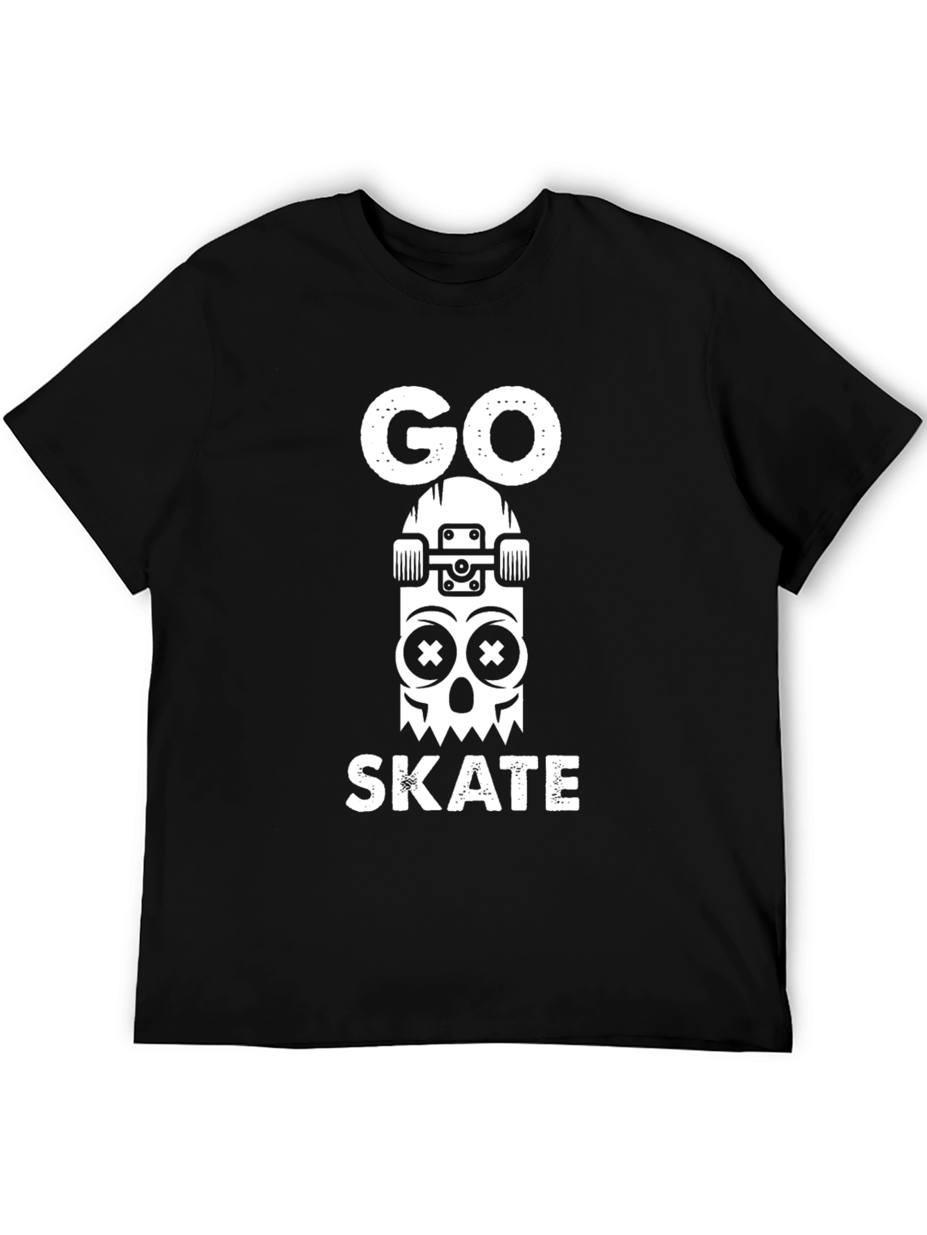 Go Skate Graphic Tee - Skull Skateboard Design