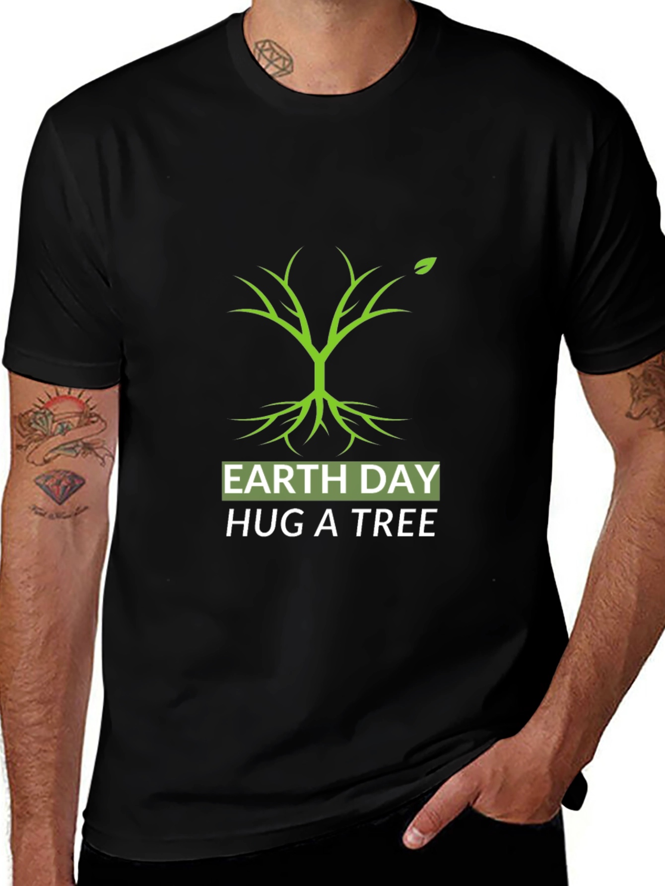 Earth Day Hug A Tree Black T-Shirt