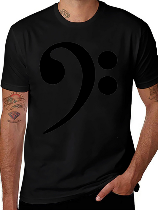 Bass Clef Black Graphic Tee - Music Lover T-Shirt