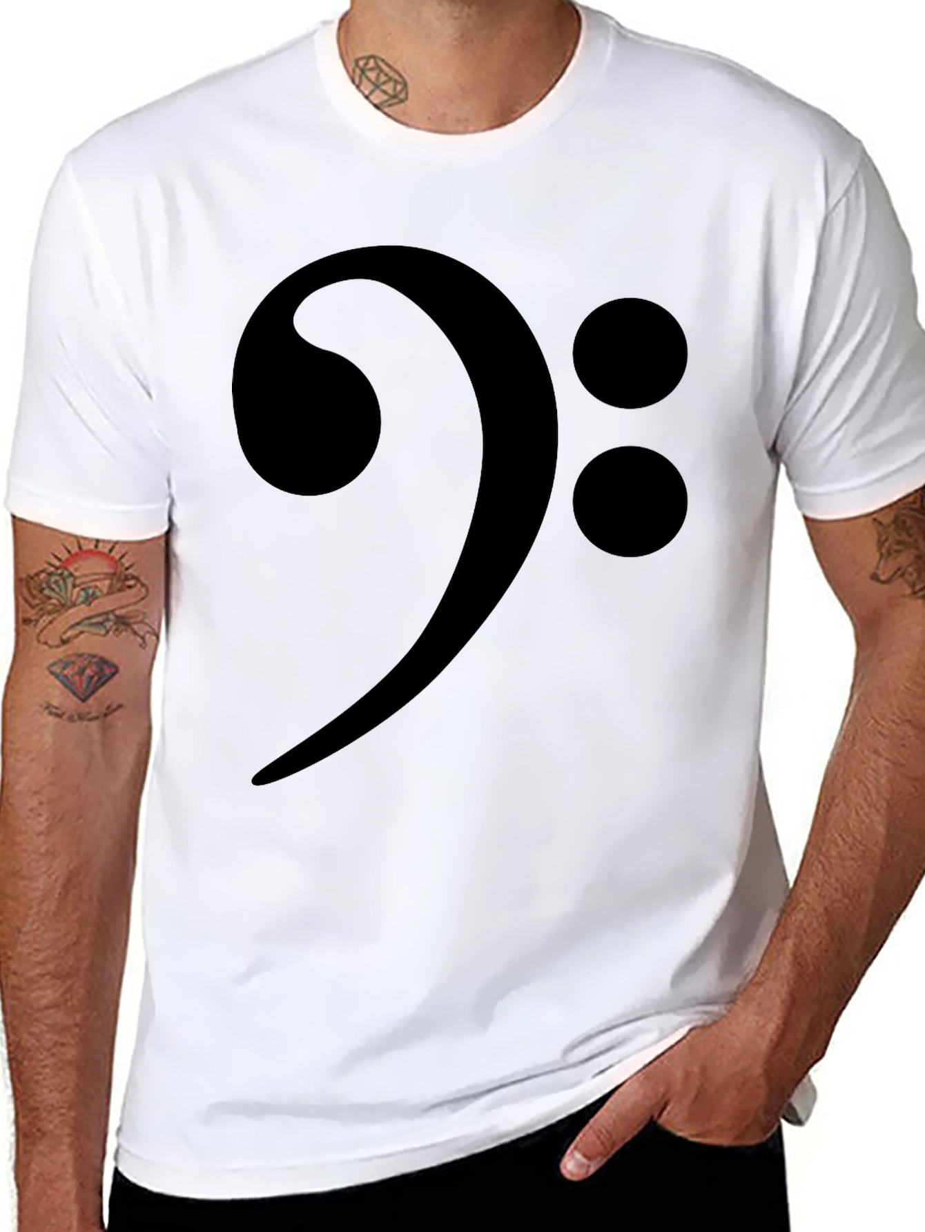 Bass Clef Black Graphic Tee - Music Lover T-Shirt