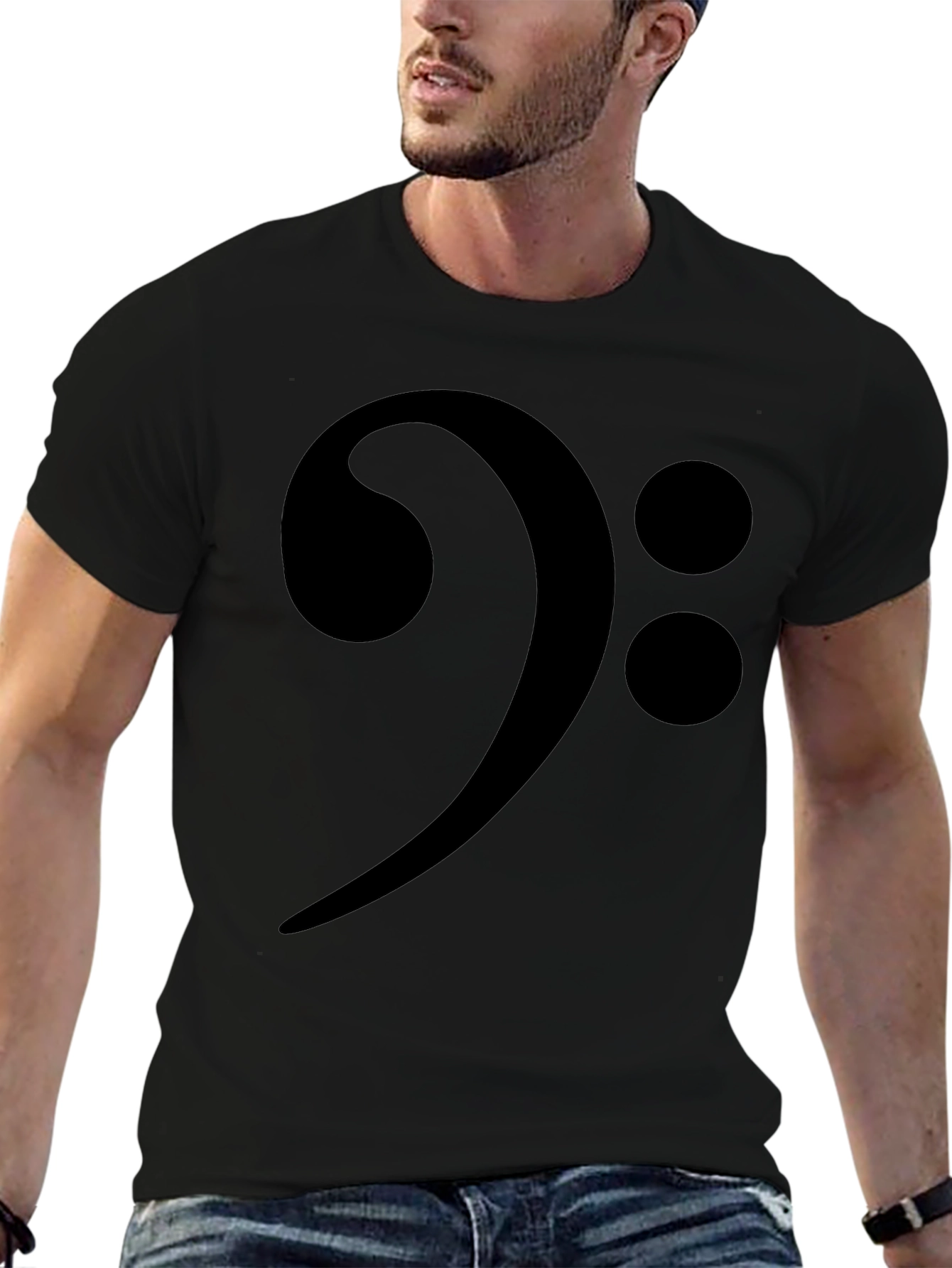 Bass Clef Black Graphic Tee - Music Lover T-Shirt