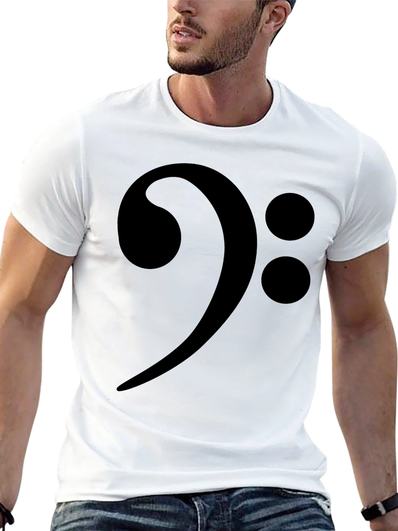 Bass Clef Black Graphic Tee - Music Lover T-Shirt