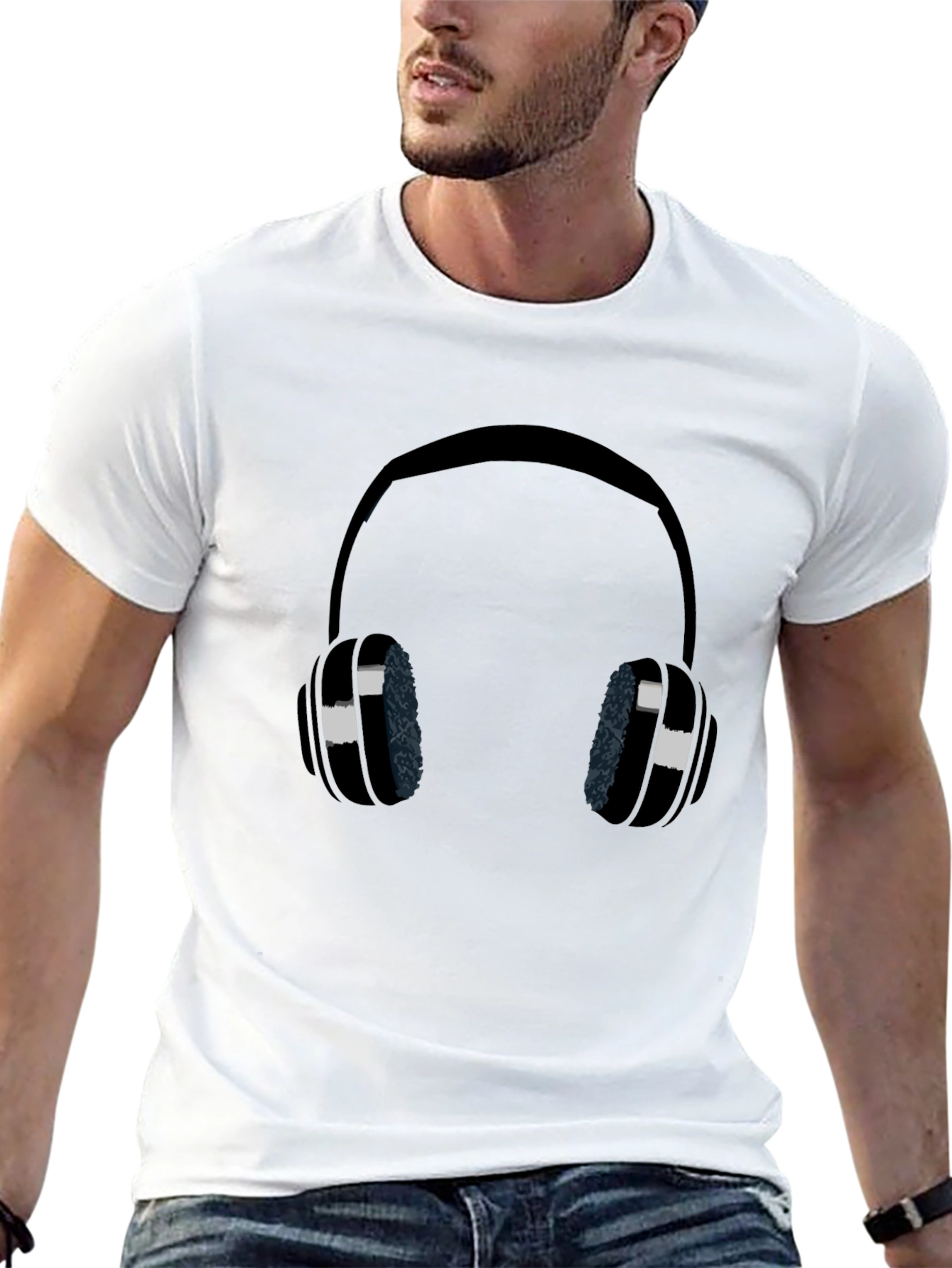 Headphones Graphic Black T-Shirt