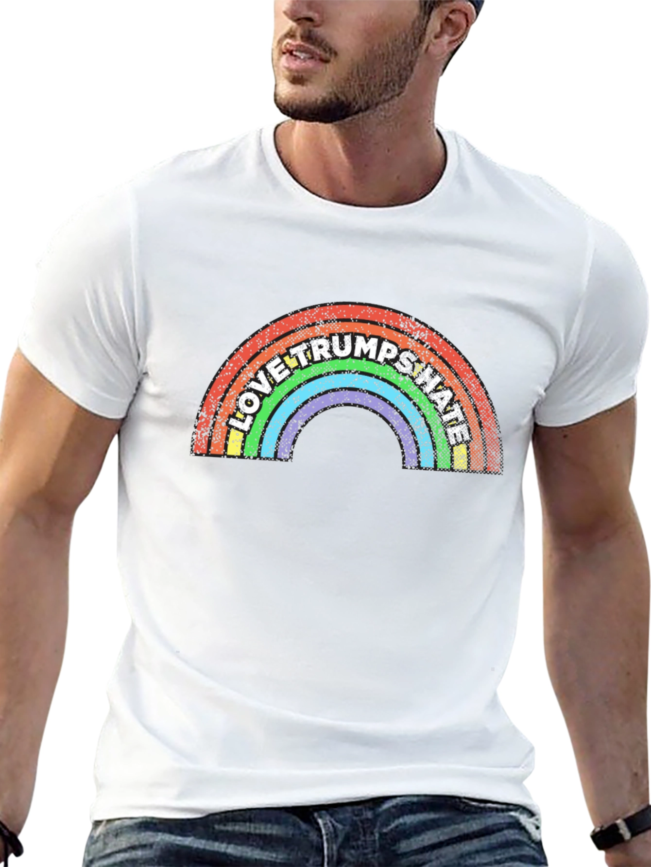 Love Trumps Hate Rainbow Graphic T-Shirt