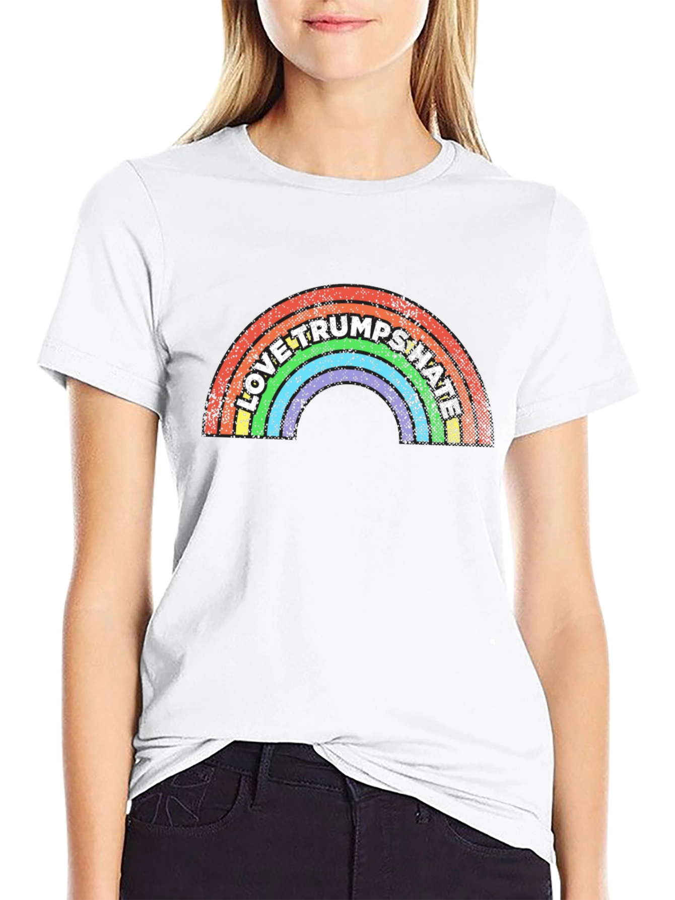 Love Trumps Hate Rainbow Graphic T-Shirt
