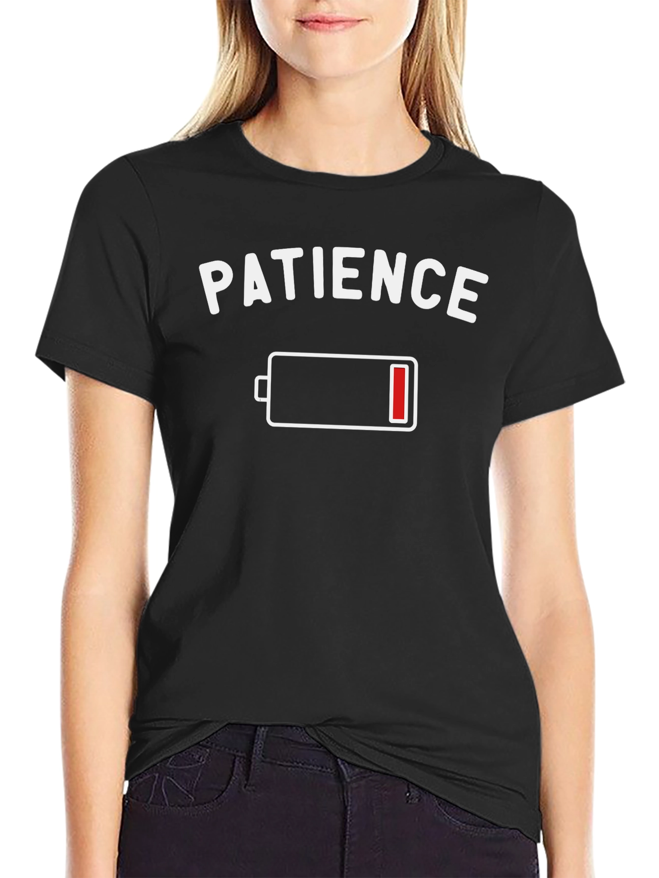 Patience Low Battery Graphic Tee - Funny Sarcastic T-Shirt