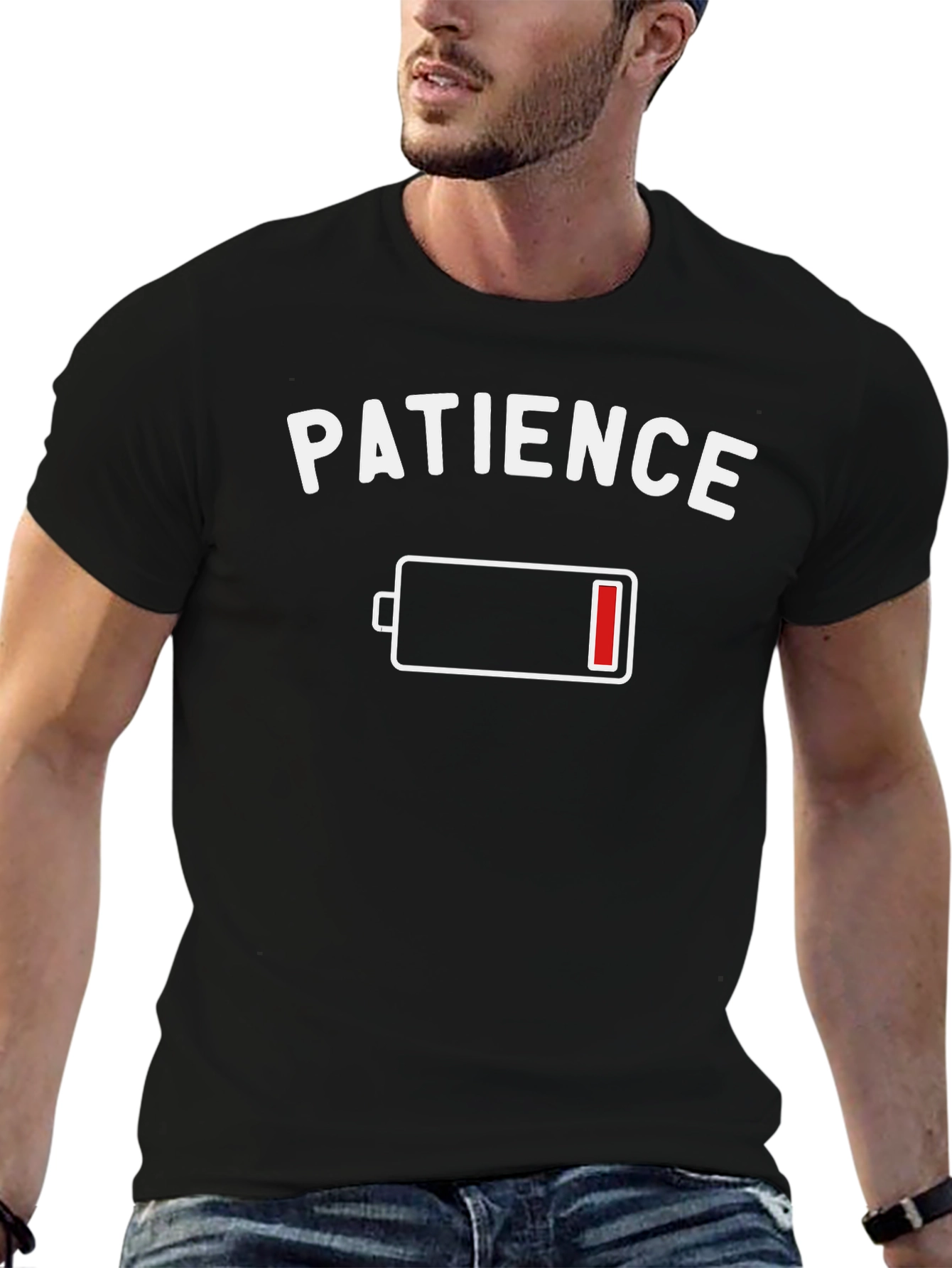 Patience Low Battery Graphic Tee - Funny Sarcastic T-Shirt