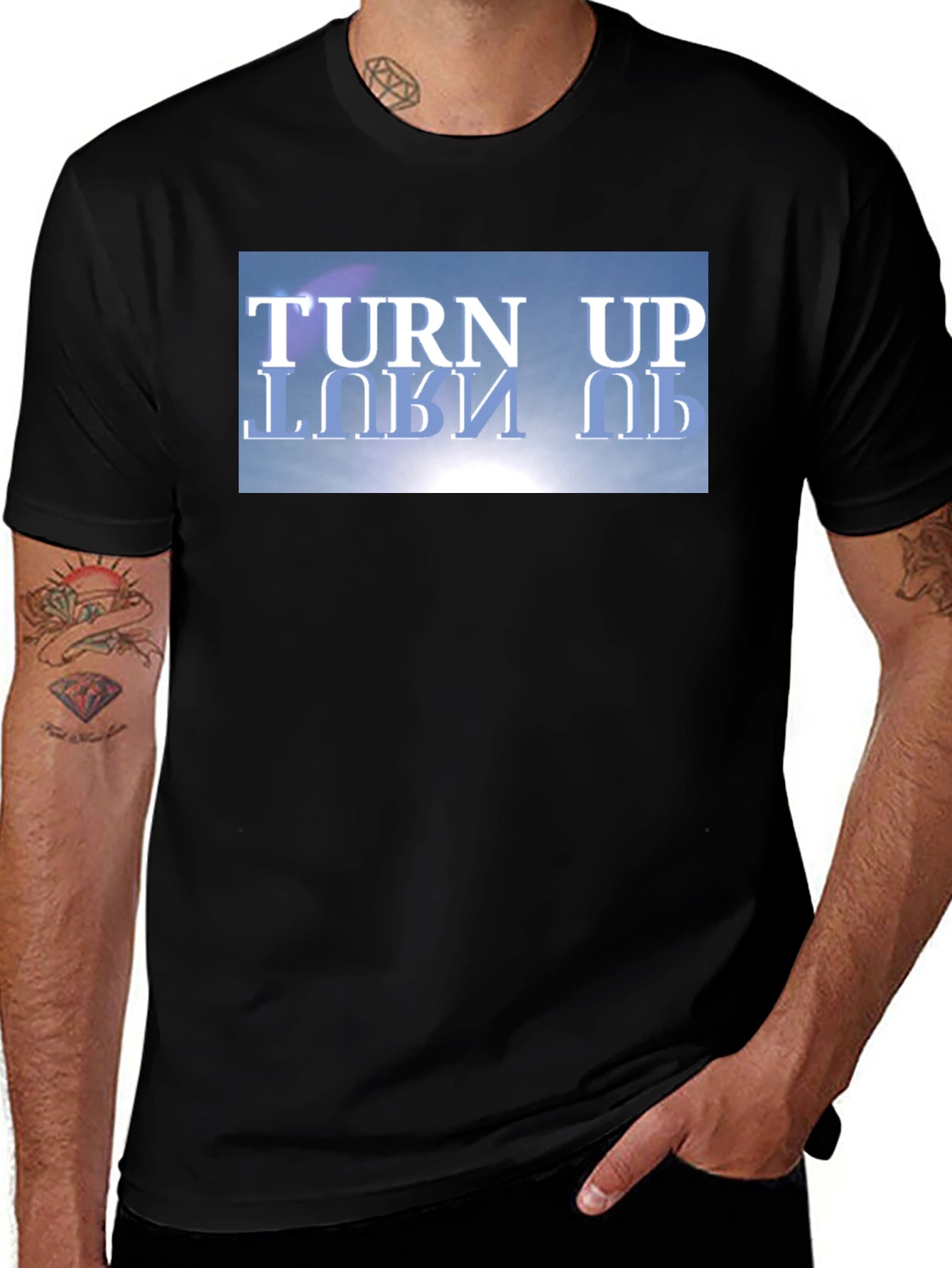Turn Up Graphic Tee - Black Cotton T-Shirt