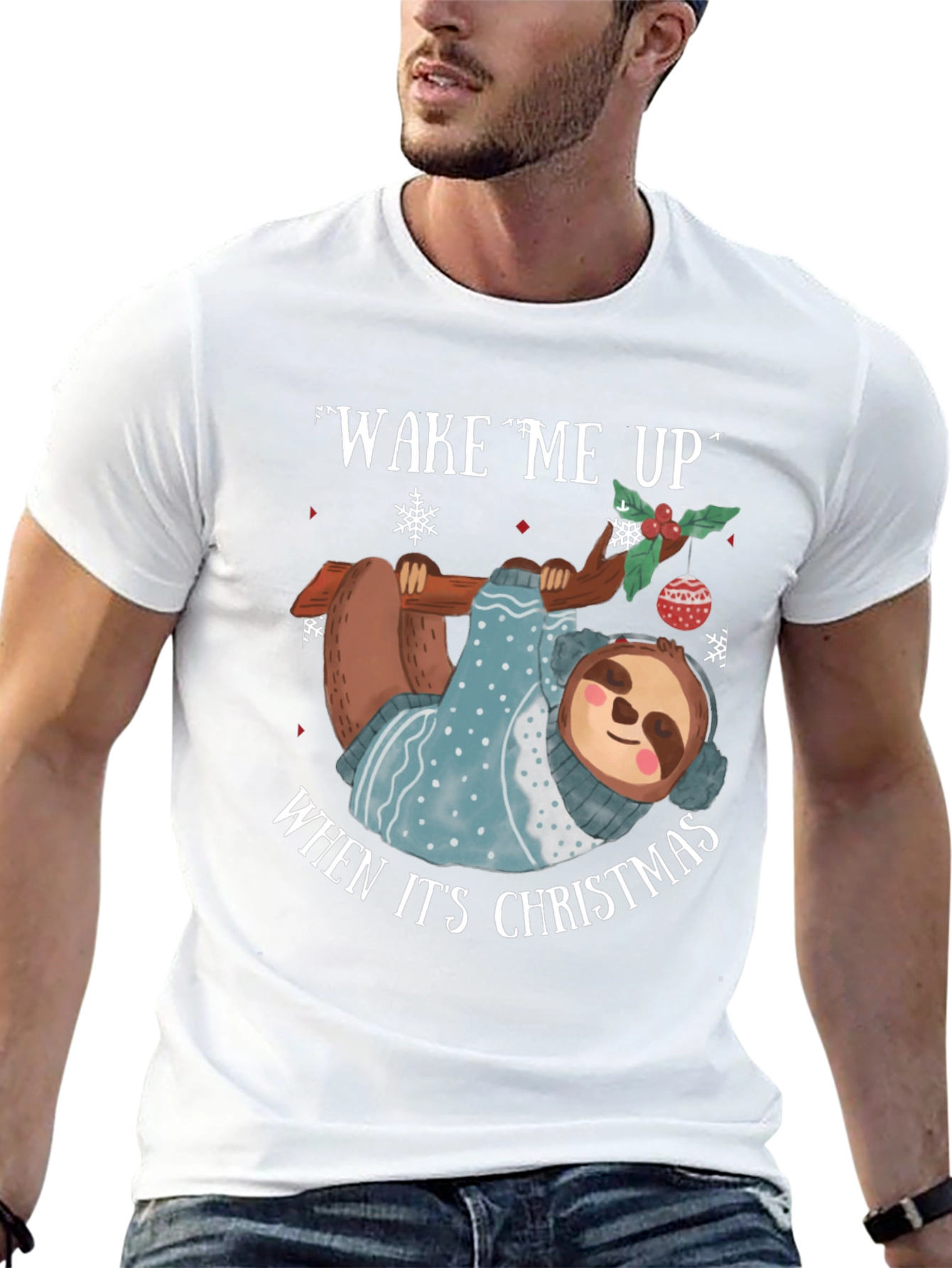 Wake Me Up Christmas Sloth T-Shirt