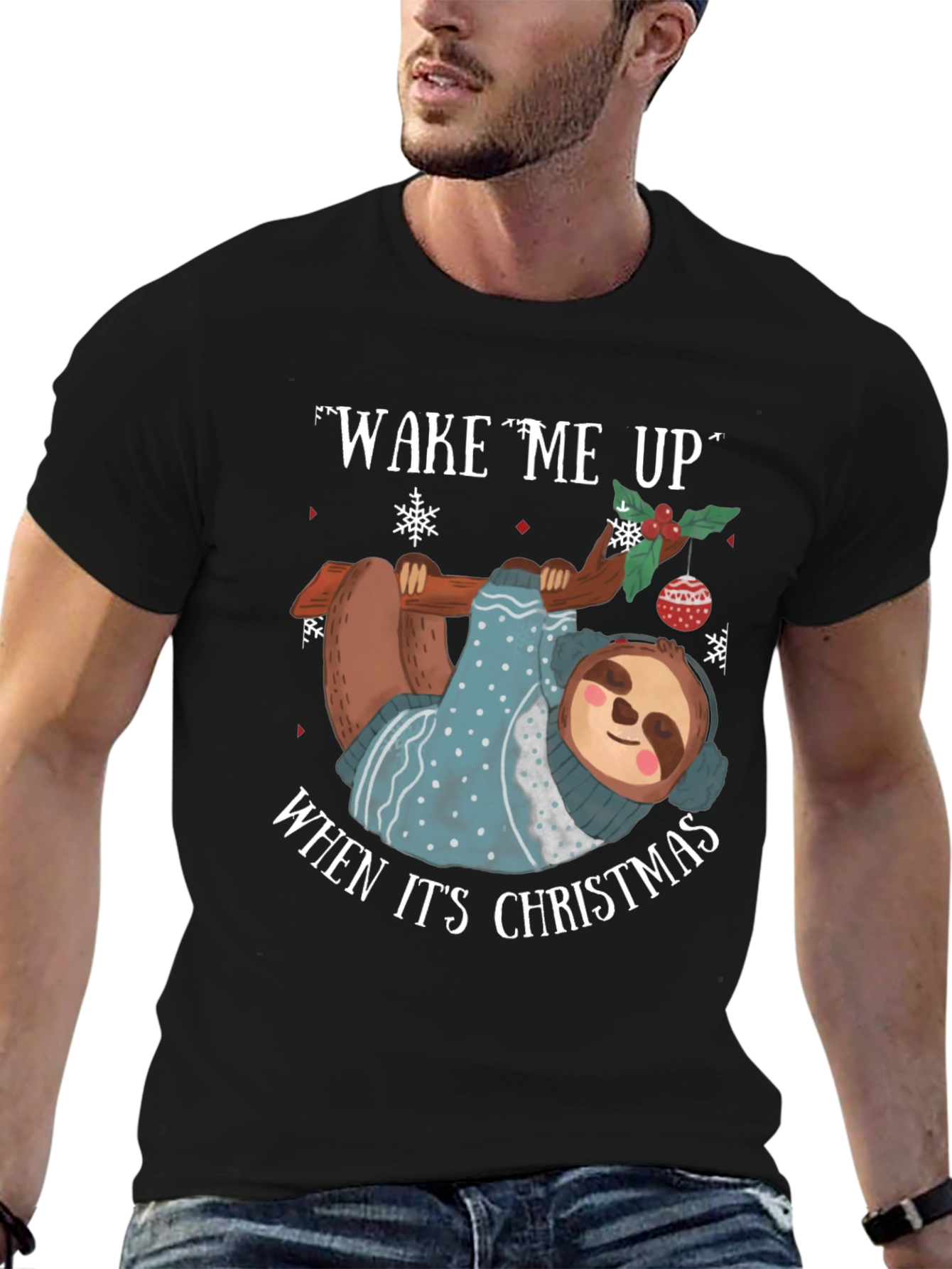 Wake Me Up Christmas Sloth T-Shirt