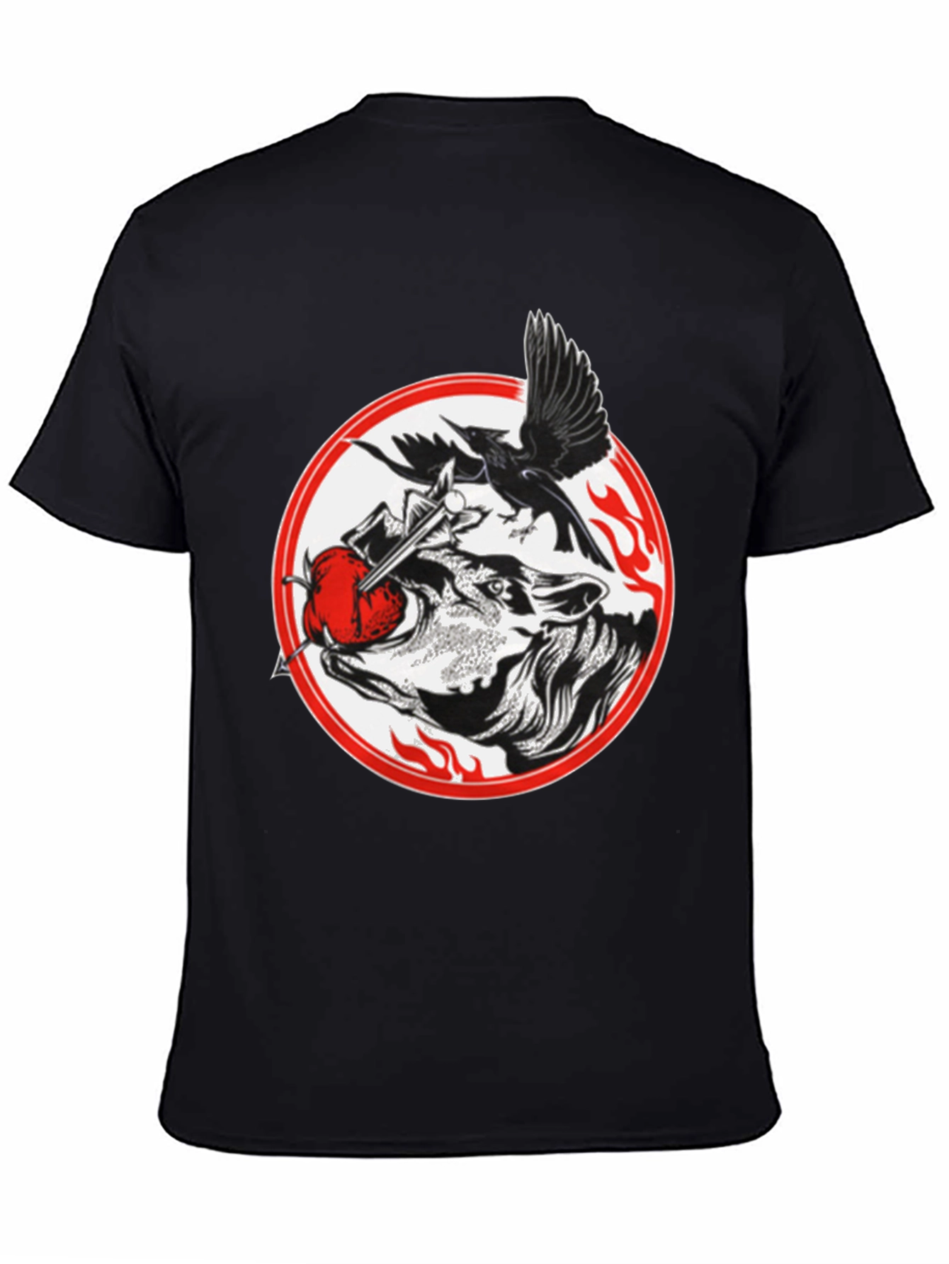 Raven Wolf Heart Graphic T-Shirt - Gothic Style
