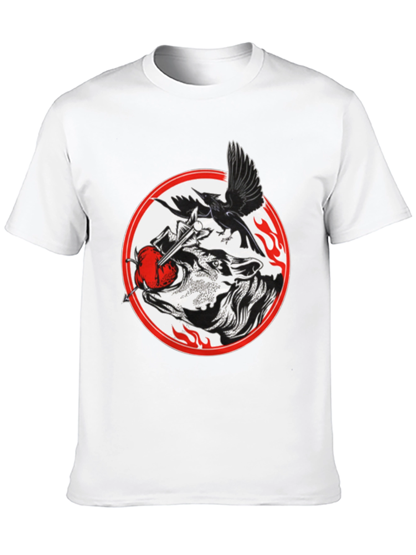 Raven Wolf Heart Graphic T-Shirt - Gothic Style