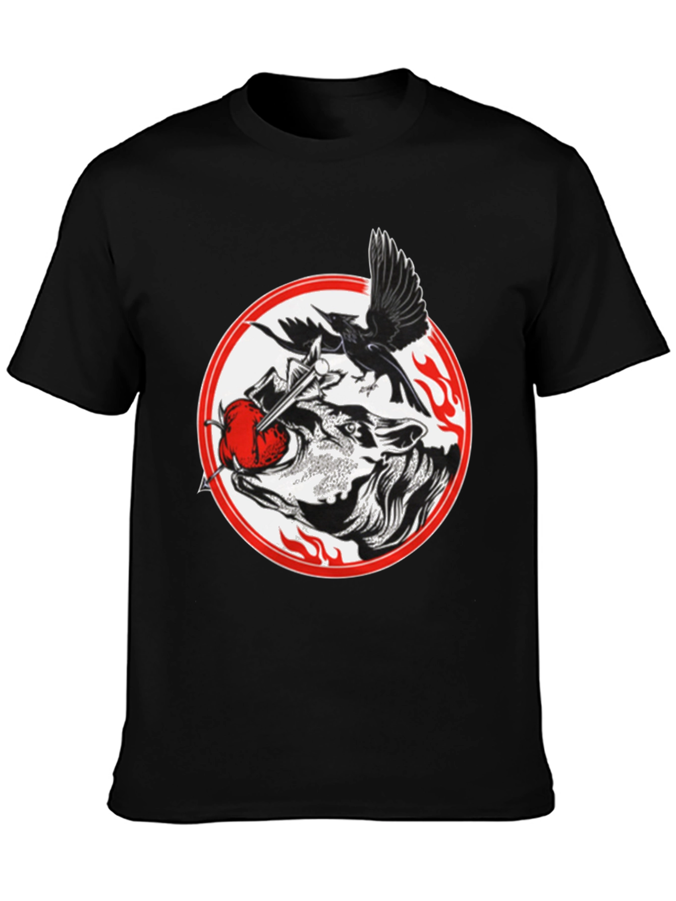 Raven Wolf Heart Graphic T-Shirt - Gothic Style