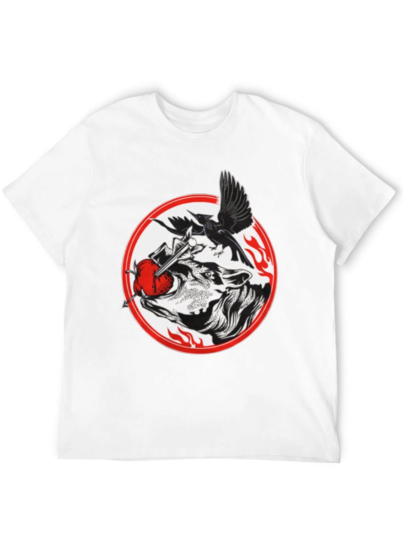 Raven Wolf Heart Graphic T-Shirt - Gothic Style