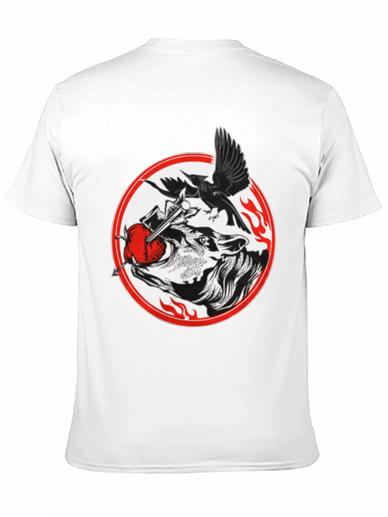Raven Wolf Heart Graphic T-Shirt - Gothic Style