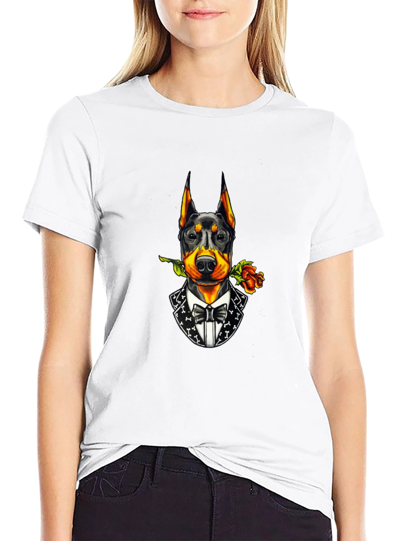 Doberman Dog Tuxedo T-Shirt - Stylish Canine Design