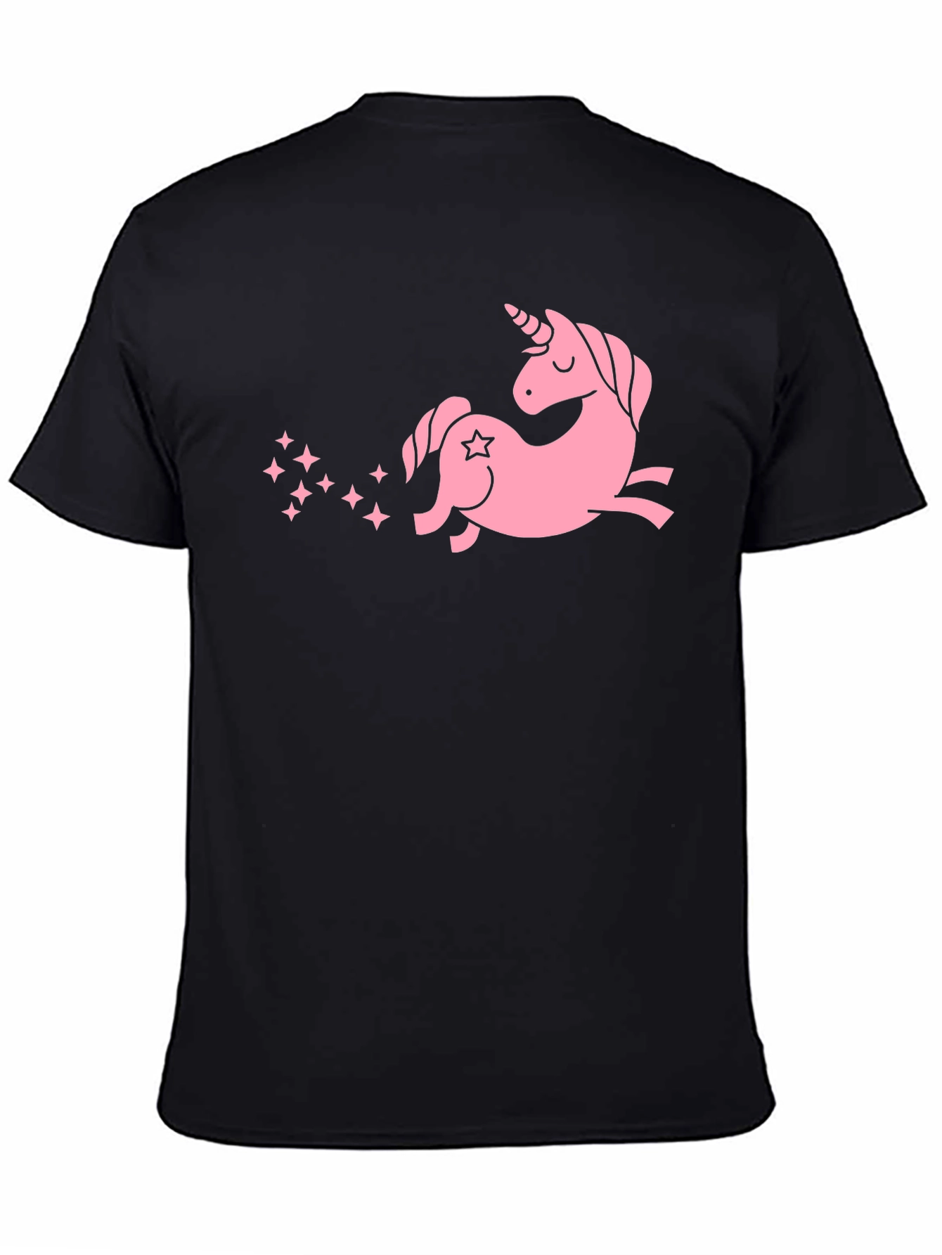 Pink Unicorn Black T-Shirt