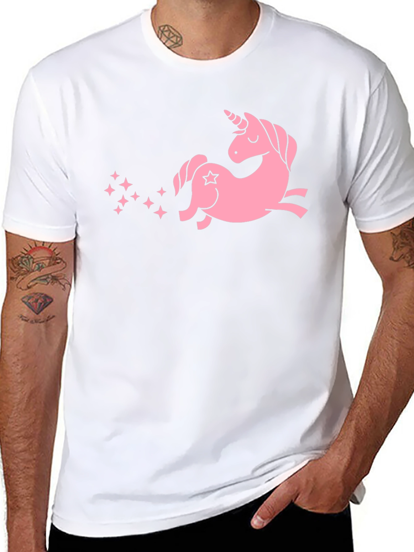 Pink Unicorn Black T-Shirt