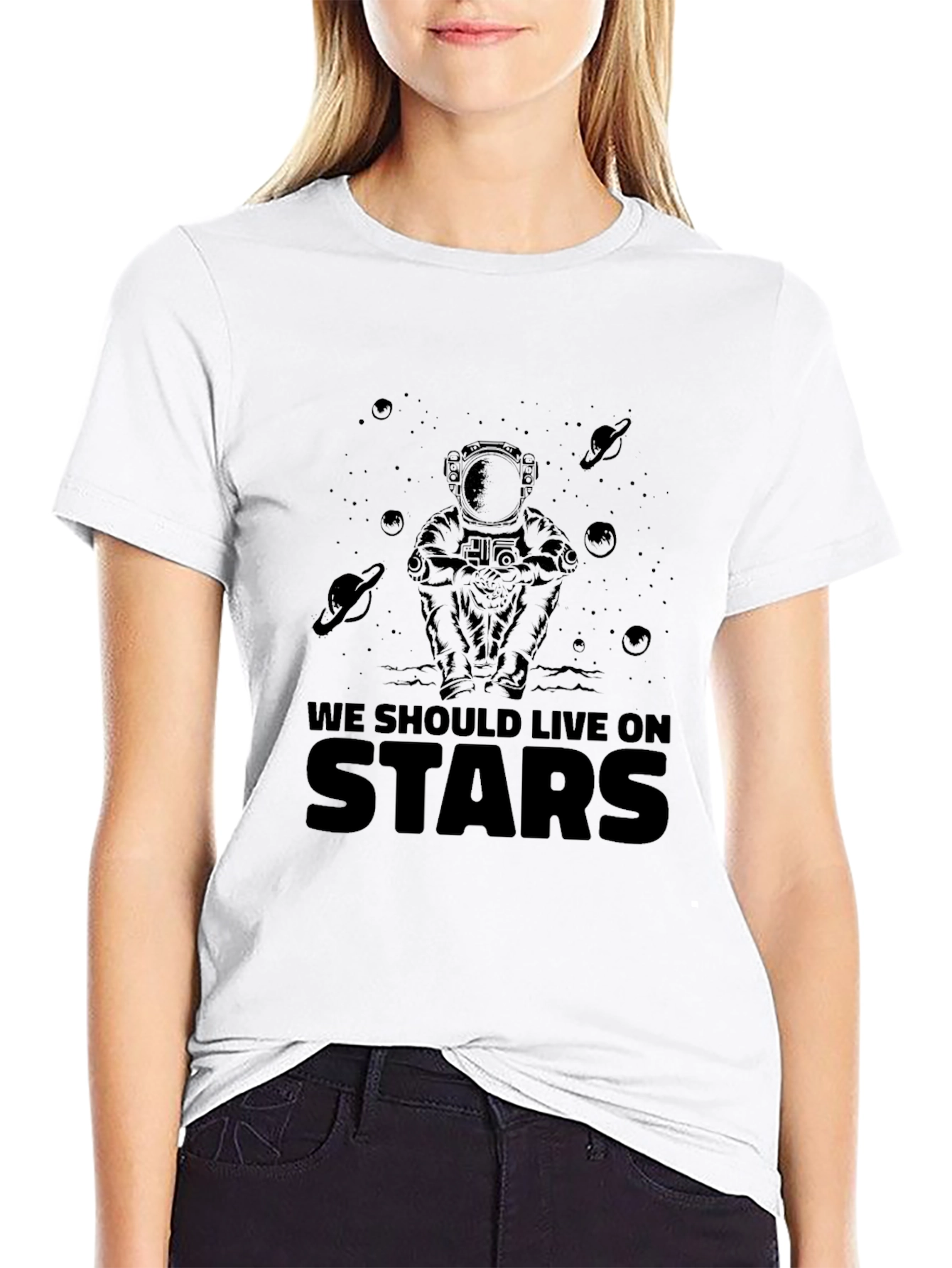 Astronaut Stars Graphic T-Shirt - Space Lover Tee