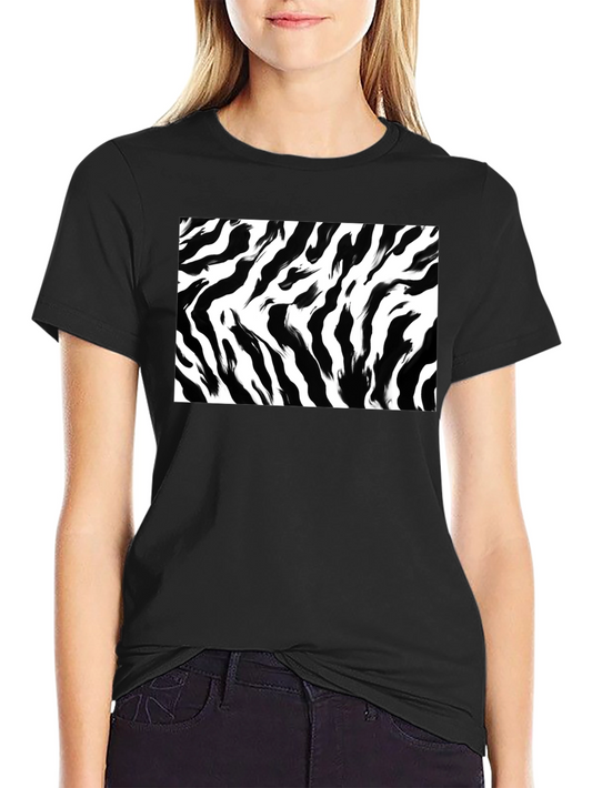 Zebra Stripe Graphic Print Black T-Shirt