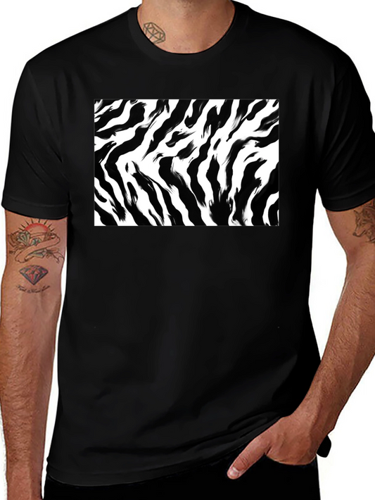 Zebra Stripe Graphic Print Black T-Shirt