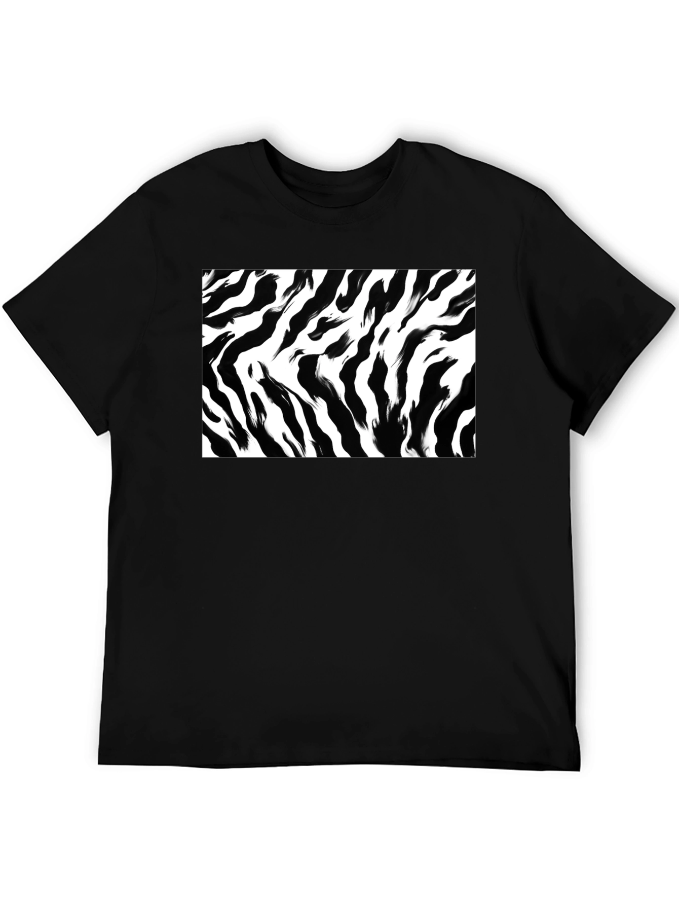 Zebra Stripe Graphic Print Black T-Shirt