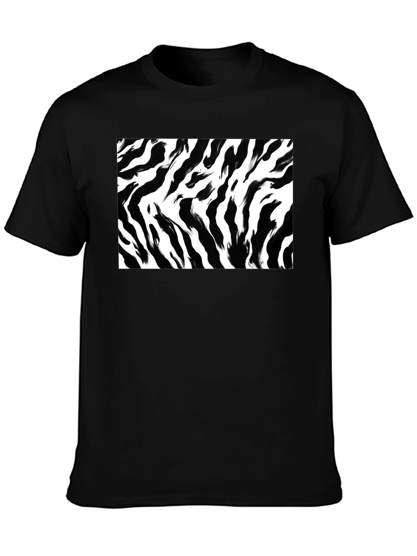 Zebra Stripe Graphic Print Black T-Shirt
