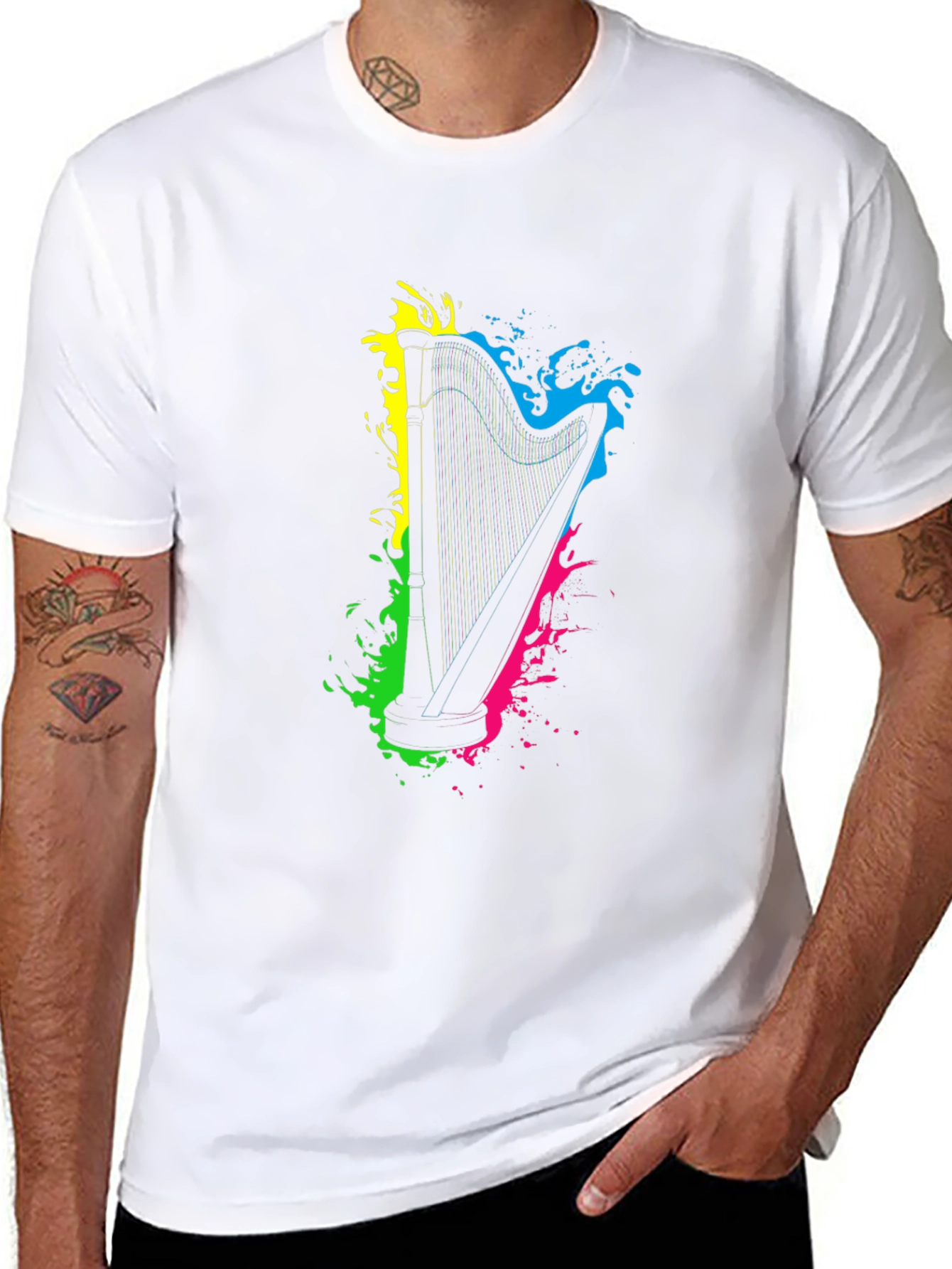 Harp Splash Graphic Black T-Shirt
