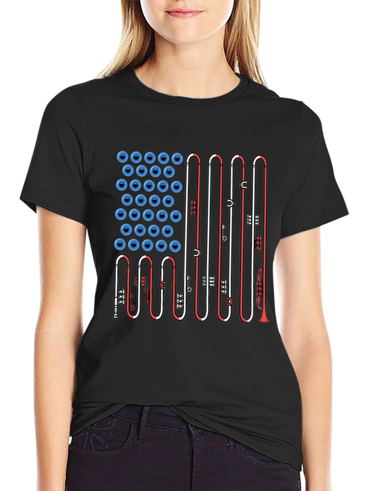 American Flag Trombone Music T-Shirt
