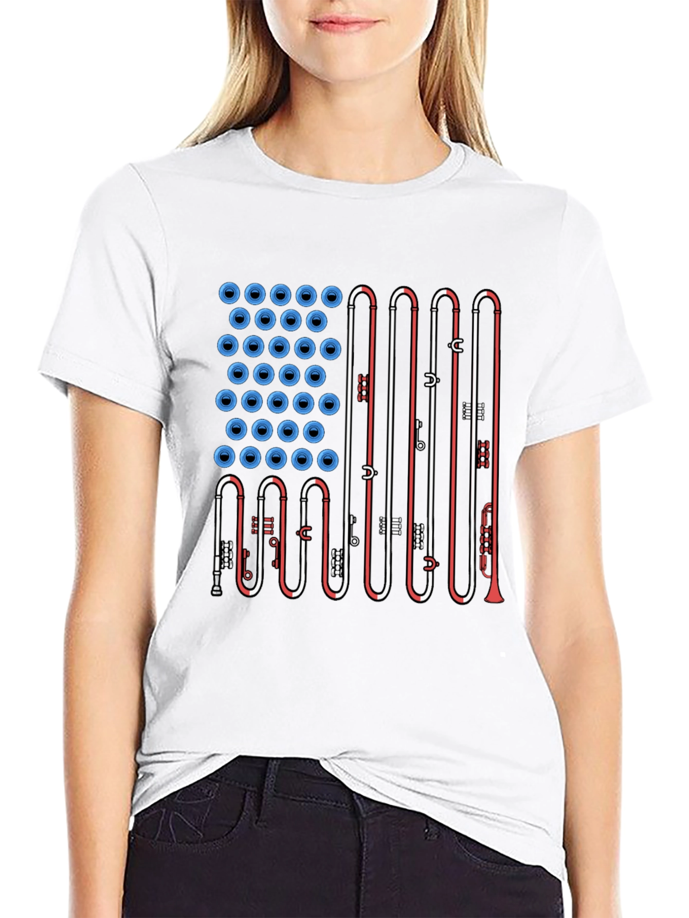 American Flag Trombone Music T-Shirt