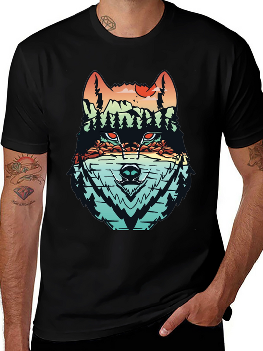 Wolf Landscape Graphic T-Shirt - Nature Inspired Tee
