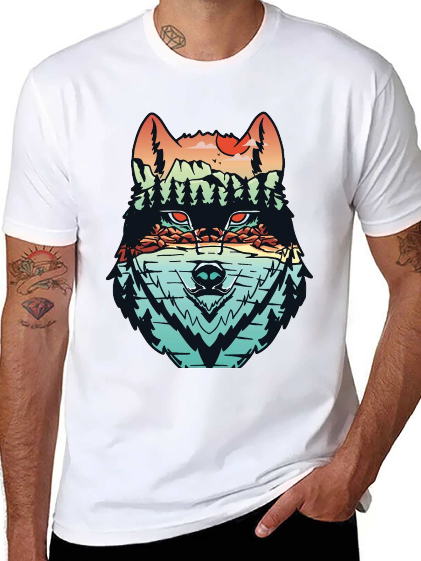 Wolf Landscape Graphic T-Shirt - Nature Inspired Tee