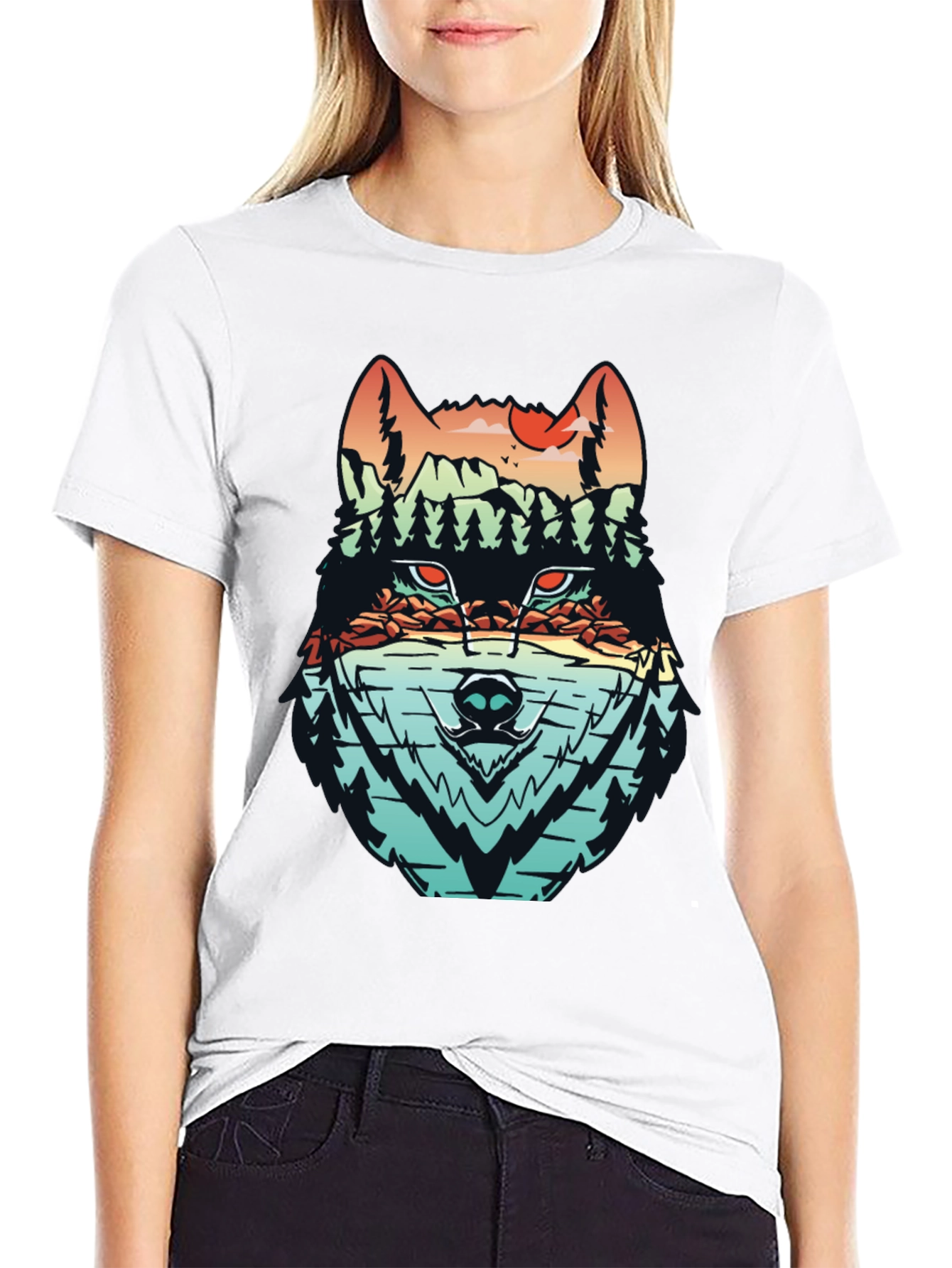 Wolf Landscape Graphic T-Shirt - Nature Inspired Tee