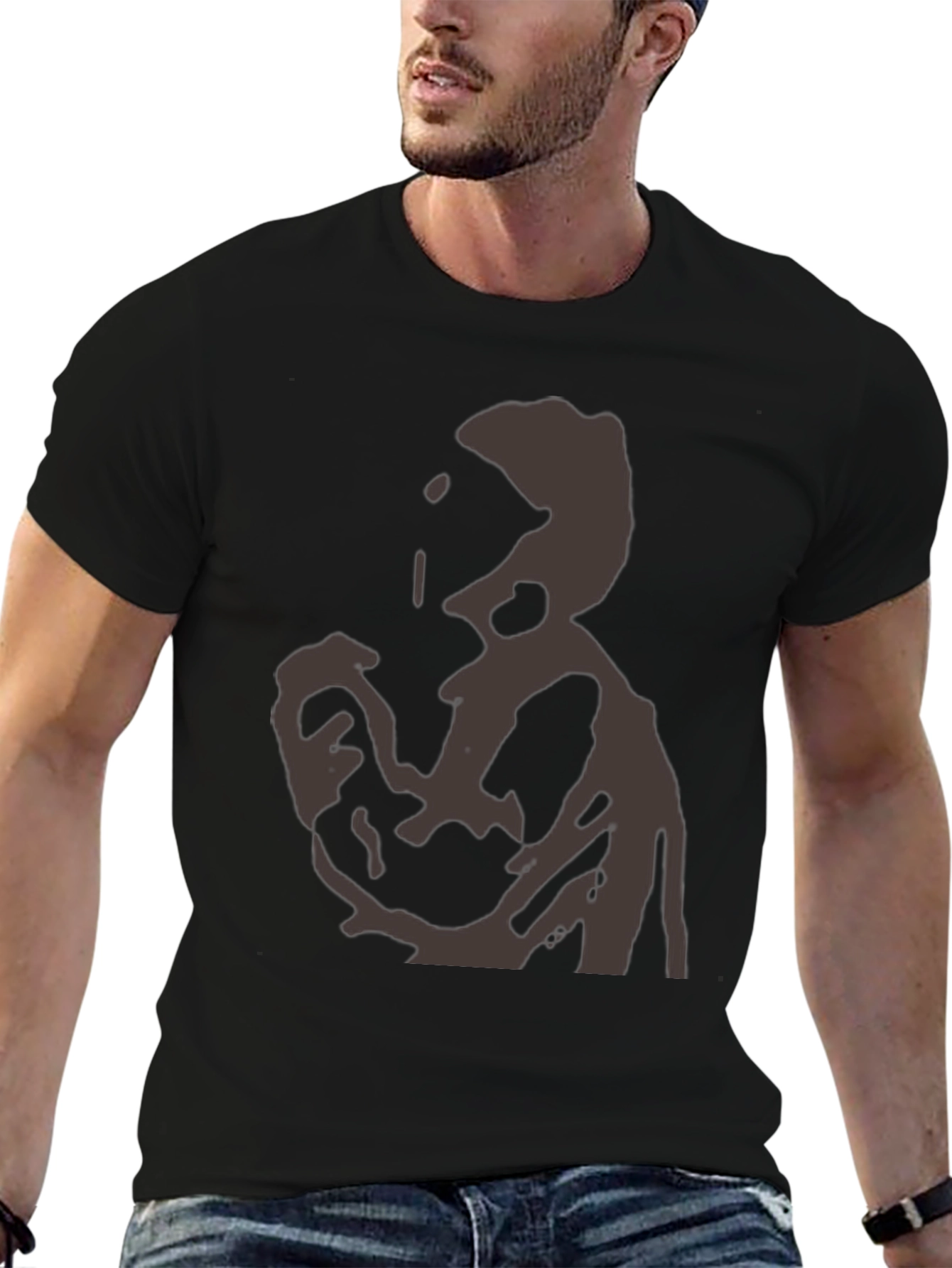 Abstract Silhouette Graphic Tee - Modern Black T-Shirt