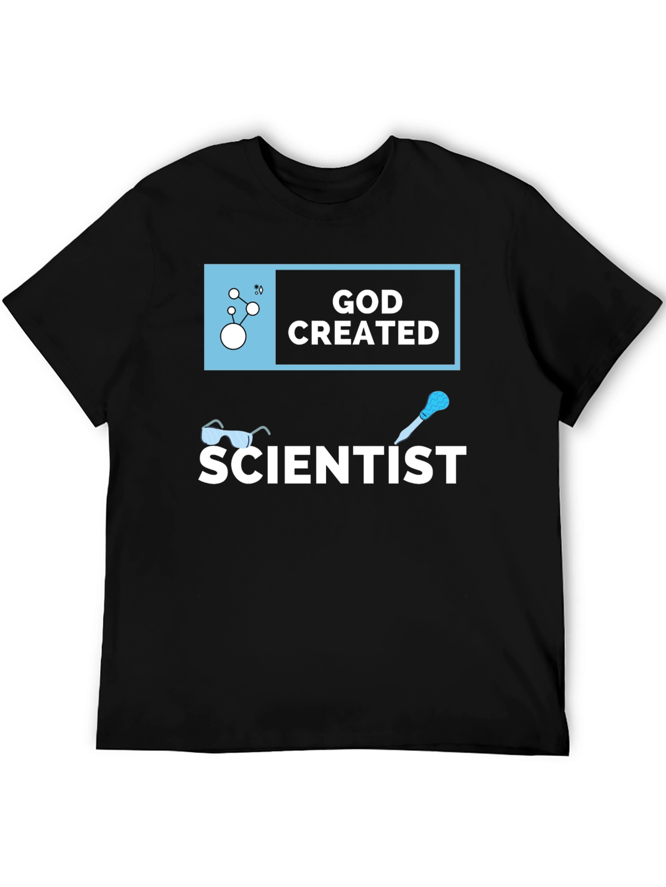 God Created Scientist T-Shirt Black Cotton Tee