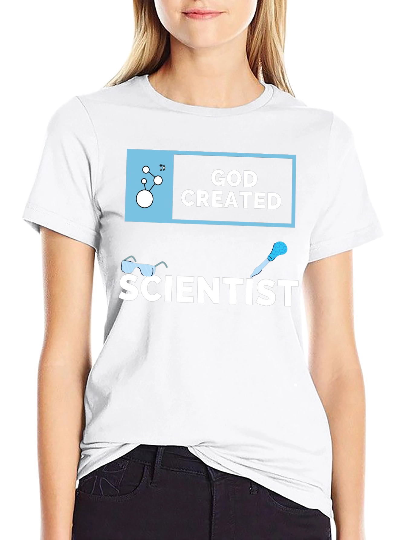 God Created Scientist T-Shirt Black Cotton Tee