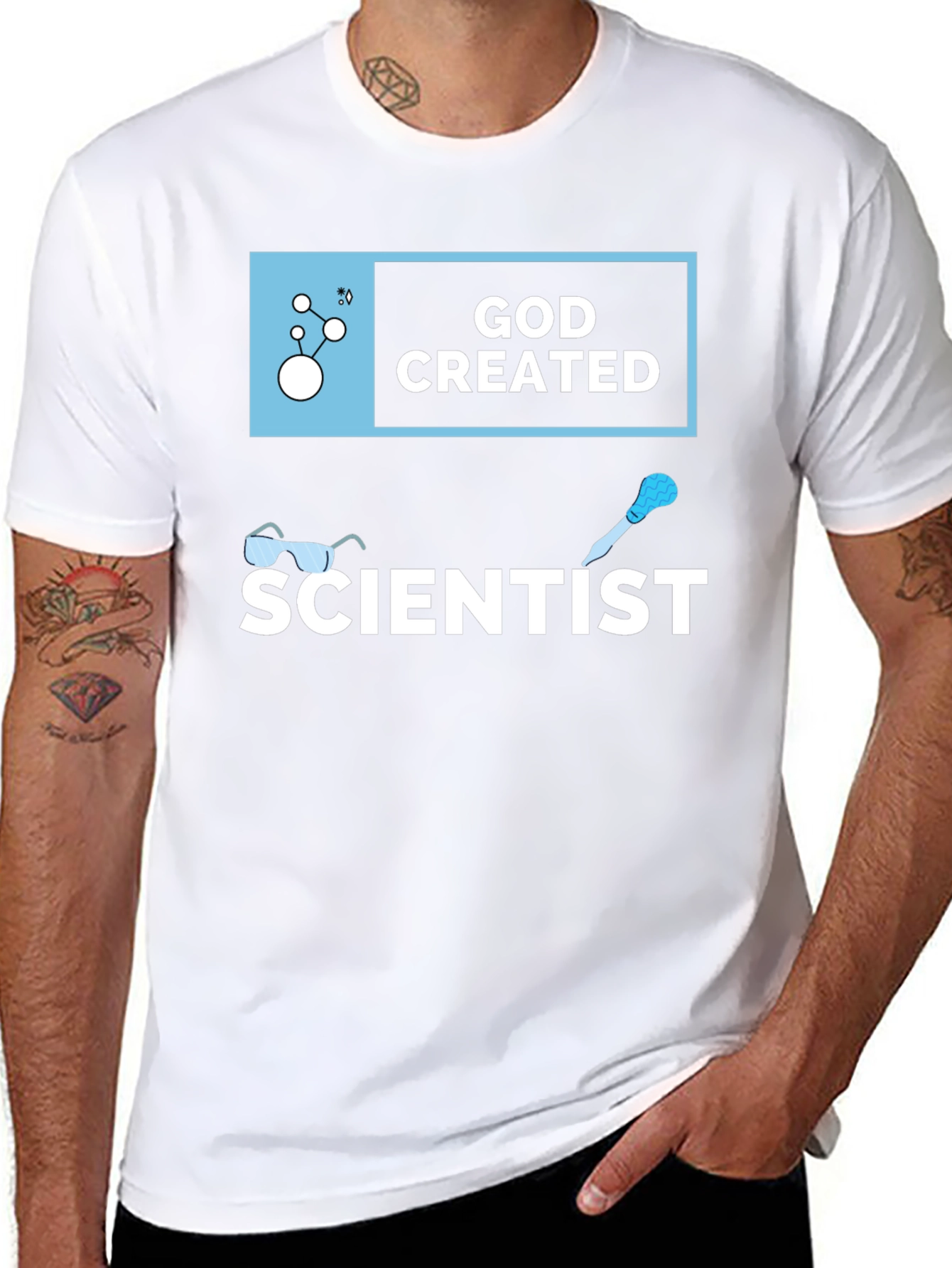 God Created Scientist T-Shirt Black Cotton Tee
