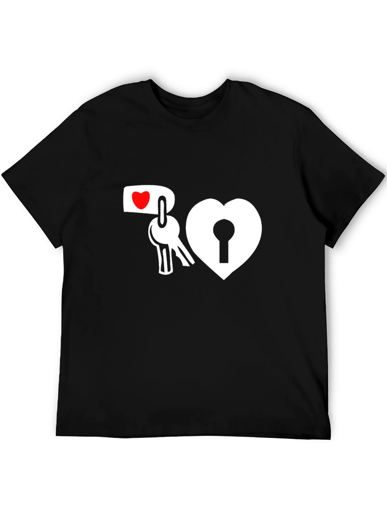 Heart Lock and Key Graphic T-Shirt - Black