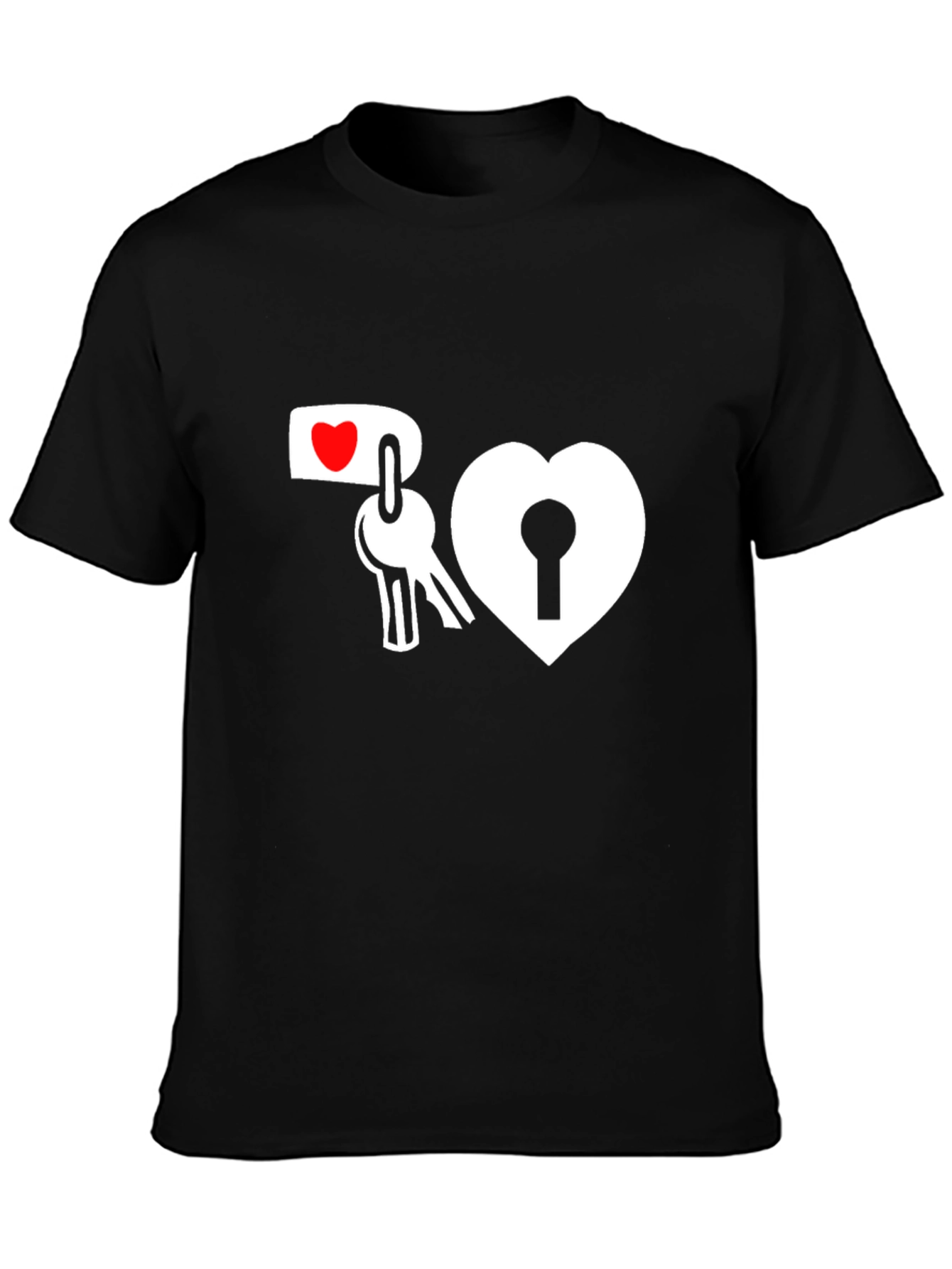 Heart Lock and Key Graphic T-Shirt - Black