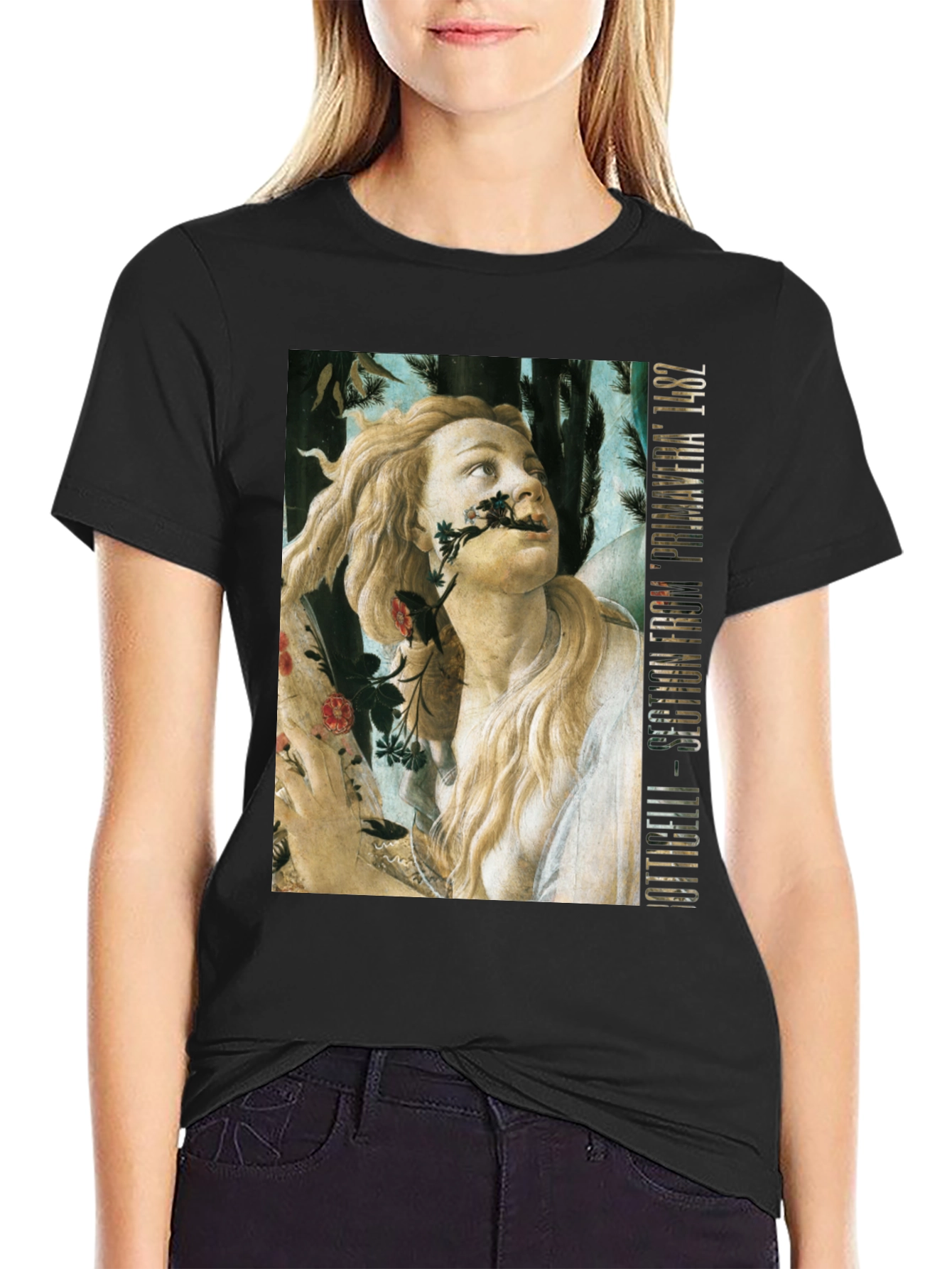 Botticelli Primavera T-Shirt - Black Cotton Tee
