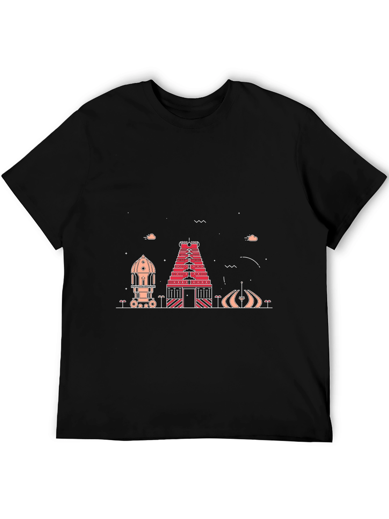 Temple Silhouette Graphic Tee - Black Cotton Blend