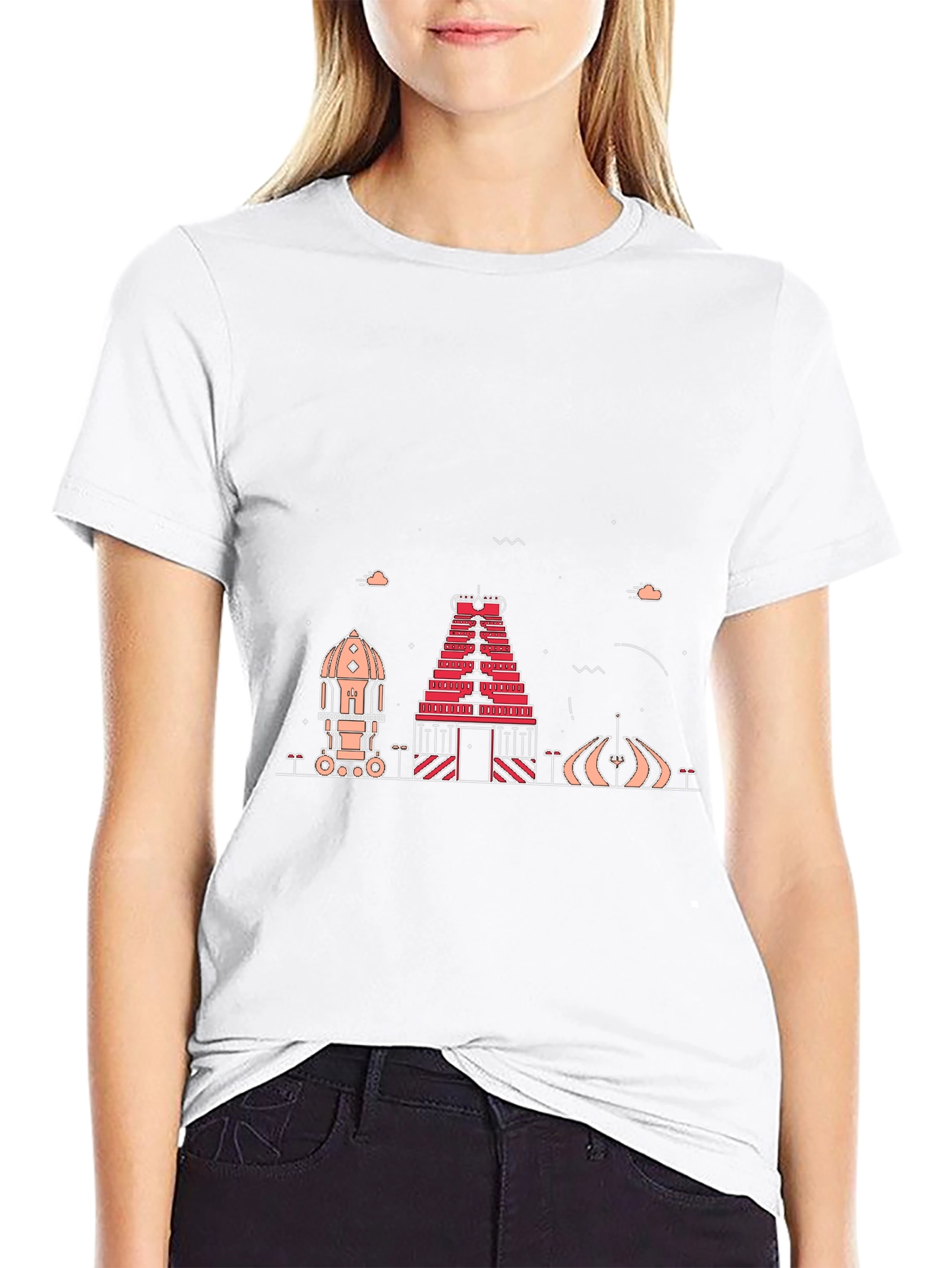 Temple Silhouette Graphic Tee - Black Cotton Blend