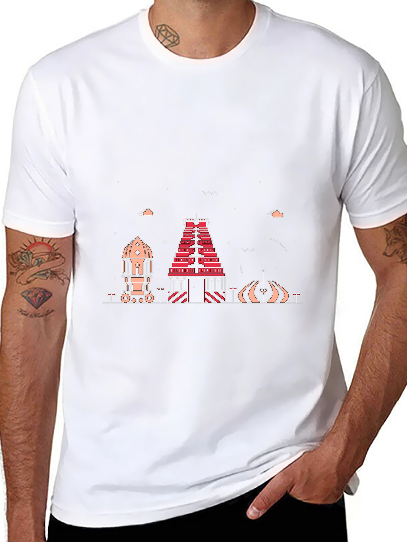 Temple Silhouette Graphic Tee - Black Cotton Blend