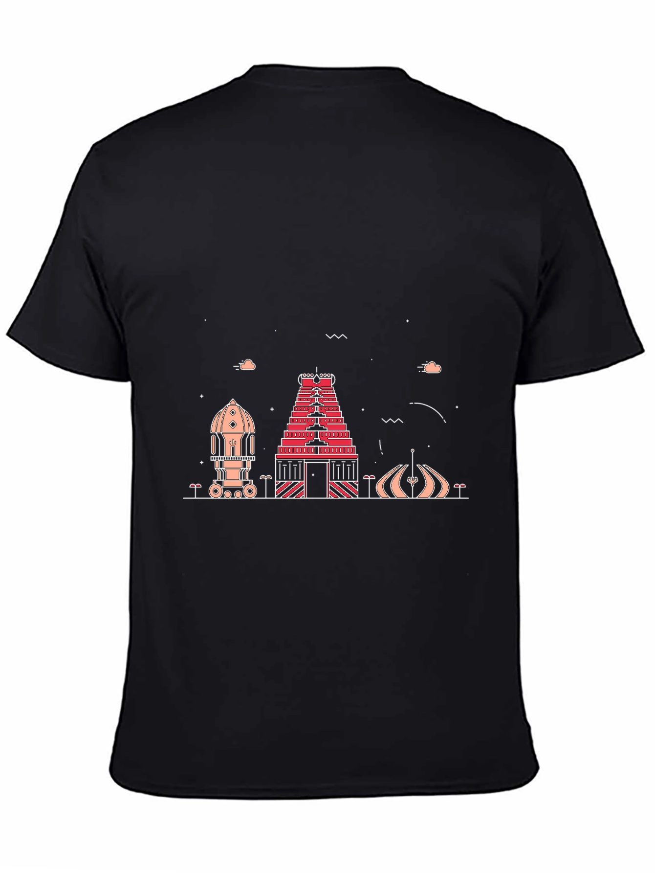 Temple Silhouette Graphic Tee - Black Cotton Blend