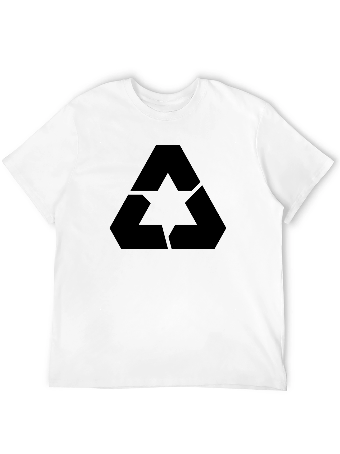 Geometric Star Triangle Graphic Tee - Black