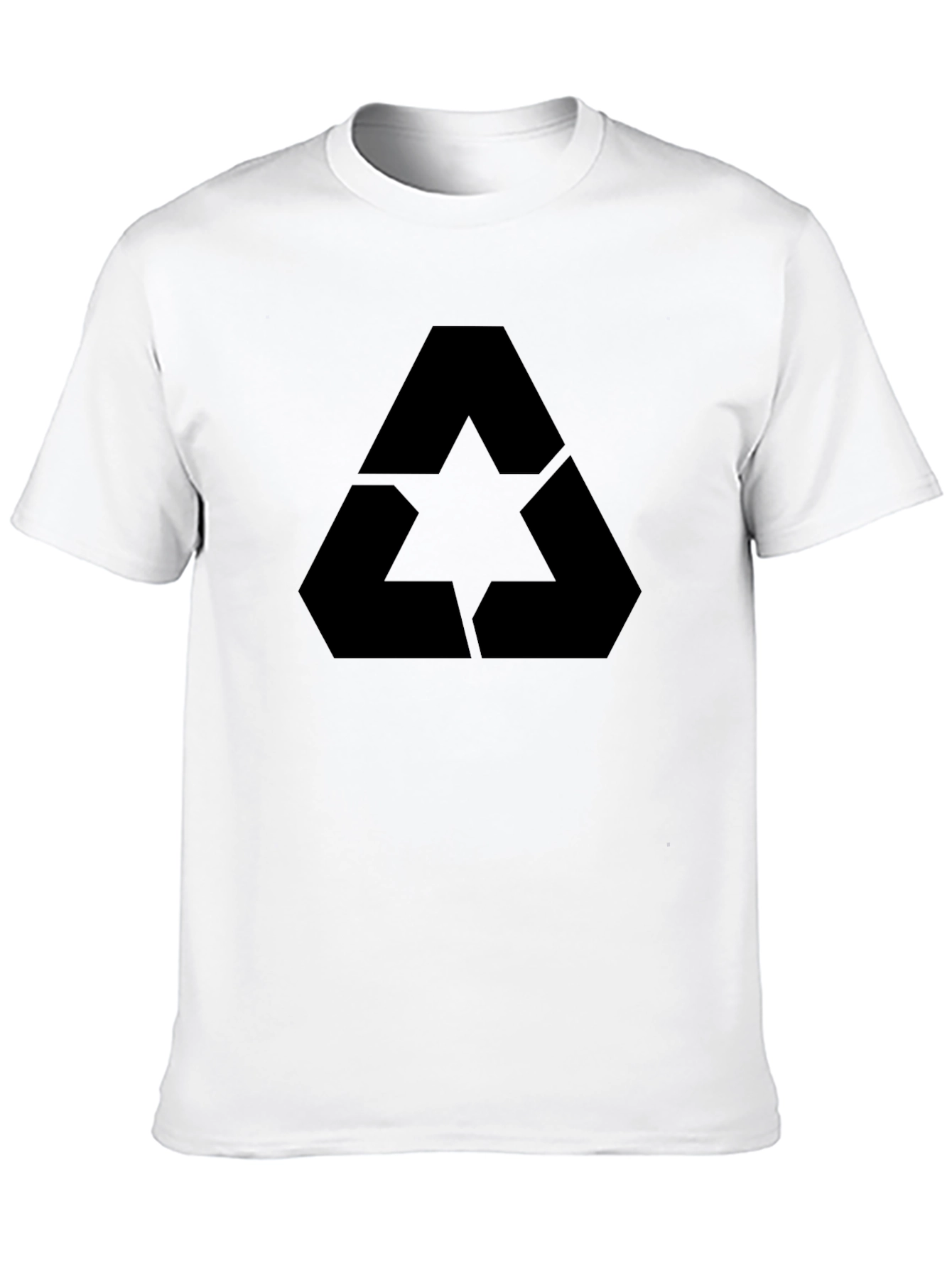 Geometric Star Triangle Graphic Tee - Black